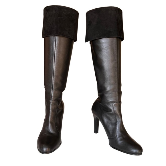 Ralph Lauren Beatrice Black Nappa Leather/Suede Knee High Boots With Box… - Picture 5 of 8